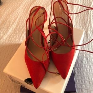 Aldo Kamala-63 red tie up pumps